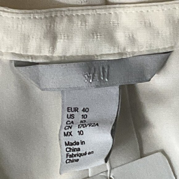 H&M Dress Women 10 Ivory Black Buttons Trim Pintuck Lined Ivy Preppy Timeless - Picture 3 of 13